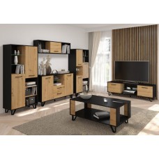 Mēbeļu komplekts BOSS 4, Melns/Ozols artisan